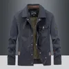 2024 Spring and Autumn New Fi Solid Color Comfortable Breathable Standing Collar Jacket Men's Casual Loose Large Size Coat 17FB#