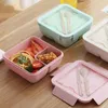 Dinnerware 1100ml Microwave Lunch Box For Kids School Eco-Friendly BPA Free Wheat Straw Bento Kitchen Plastic Container Lunchbox