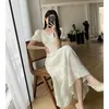 Party Dresses Neck Dress Women's 2024 Summer French Break Slim and Gentle Style Bubble Sleeve Long