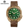 San Martin Abalone Bronze Diver Relojes Hombres Reloj Mecánico Luminoso Resistente al Agua 200 M Correa de Cuero Relojes Elegantes 210728272v