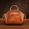 Avondtassen Natuurlijke Huid Tote Schouder Vrouwelijke Bloemmotief Vintage Design Dames Echt Lederen Messenger Bag Handtas