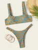 Kvinnors badkläder Bikini 2024 Sexig Micro Women Leopard Print Push Up Padded Thong Swimsuit Female High Cut Bathing Suit Brasilian