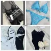 2023 Frankreich Paris Frauen Strand Schwarzer zweiteiliger Badeanzug Designer Bademode Bikini Damen Bademode Badeanzug sexy Sommer Womans Channel Bikinis