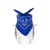 Dancewear Accessories Stage Wear Disco Tassel Scarf Western Cowboy Bandana med Sier Fringe Headscarf Head Neck Scarves Party Club Dhnyf