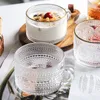 Wine Glasses Nordic Vintage Relief Clear Glass Sun Flower Belt Put Coffee Mug Ins Wind Desktop Decoration Water Cup