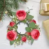 Fleurs décoratives Bougie d'anneau artificiel verdure verdure du pilier rose pour la fête de mariage décorations de table