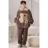 Indumenti da notte da uomo 2024 Pigiama in velluto corallo Cartone animato Bello peluche addensato caldo flanella Pigiama Oversize Homewear Set