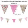 Party Decoration Light Coloured Flowers Triangle Flags Fabric Bunting Banner Garland For Decor Kindergarten Garden Wedding Shop