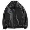 PU skórzana kurtka czarna miękka faux skórzana duże kieszenie motocyklowe motocyklowe kurtki bombowce fi skórzane płaszcze męskie chaquetas t4mk#