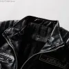 Vintermännens skinnjacka stativ krage vindtät ulltjockad varm motorcykeljacka High Street Hip-Hop Pu Leather Coats F0JM#