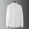 2023 Koszulki splatane Plaid Mężczyźni Spring LG Slelim Casual Busin Dr Shirt Social Party Tuxedo Stage Stage Men Clothing R8py#