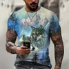 Homens camisetas 3D impressão lobo t-shirt homens verão oversized manga curta tops suéteres 2023 moda streetwear homens roupas frescas barato tees 240327