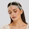 Haarspeldjes Haarspeldjes Stonefans Pearl Fringe Hoofddeksel Crystal Cap Head Chain Roaring 20S Great Gatsby Kwastje Accessoires voor Art Deco Ot3Ku