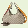 Valigetta di lusso Borsa a tracolla grande con attacco a forma di mezzaluna Chiusura con gancio a forma di G con zip Finiture Web staccabili Borsa a mano firmata Borsa a tracolla