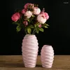 Vases Vase en céramique nordique moderne minimaliste blanc rose décoration fleur arrangement accessoires pour la maison