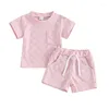 Kleding Sets Trigren baby Baby Boy Girl Summer Outfit Checkerboard Patroon korte mouw T-shirt en shorts 2 stks casual peuter kleding