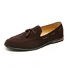 Casual Shoes Fashion Mens Loafers Slip-on Business Brand Male Footwear Flat Black Brown KA3837