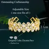 Brazalete CWWZircons Chunky Declaración Cuadrado Gota de agua Cubic Zirconia Brillante Dubai Chapado en oro Gran boda nupcial para mujeres BG069