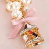 Porte-clés longes porte-clés mignon perle cristal chaîne carrousel pour femmes porte-clés bijoux cadeau accessoires