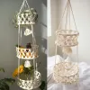 Paniers Boho 3 niveaux suspendus panier de fruits tissé macramé gland porte-plante organisateur maison jardin décoration