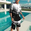 Camuflaje Impresión 3D Chándal para hombre Trajes deportivos de moda Camiseta Conjunto de 2 piezas Ropa deportiva de gran tamaño Ropa de calle transpirable 240315