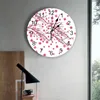 Wall Clocks Flower Pink Falling Spring Bedroom Clock Large Modern Kitchen Dinning Round Living Room Watch Home Decor