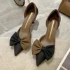 Mix Farbe Bowtie High Heels Schuhe Frauen Zwei-Stück Dünne Heels Pumps Frau Spitz Elegante Slip-On Party schuhe Damen 240307