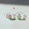 Korean Cute Transparent Resin Acrylic Flower Ring for Y2K Girl Finger Ring Summer Women Aesthetic Jewelry Friend Gifts 240312