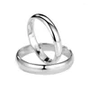 Cluster Rings Genuine 999 Pure Silver Men Women Polish Surface Couple Ring Adjust Size