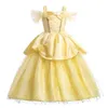 Kids Belle Costume Girl Halloween Princess Cosplay Party Dress Children Rapunzel Anna Elsa Encanto Birthday Clothes 240313