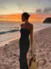 Women Fashion Chic Strapless Knitted Maxi Dress Slim Fit Sleeveless Wrap Hip Long Vestidos 2024 Summer Lady Beach Vacation Robes 240312