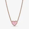 100% 925 Sterling Silver Pink Swirl Heart Collier Necklace Fashion Women Wedding Engagement Jewelry Accessories294H