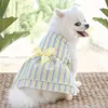 Katze Welpen Prinzessin Kleid, Sommer Haustierkleidung, gestreifte karierte Kleider mit Bogen für Katzen Kätzchen Kaninchen Sphynx Kleidungsstück Hundekleid