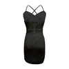 Casual Dresses Women's Black Sexy Low Cut Spaghetti Strap Mini Dress Ladies Sleeveless Backless Slim BodyCon Evening Party Clubwear