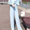 Women's Two Piece Pants Woman Three Sets Outifits Elegant Female Blazer Suits Jacket And Wide-legged Set Autumn Oversized G528