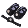 First Walkers Tregren Infant Baby Girls Princess Shoes With Headband Soft Sole Non-slip Pearl Flower Wedding Dress Walking Crib