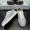 Casual Shoes Men Fashion Stage Nightclub Dress Rivets Lace-up Flats Shoe Black Silver Platform Sneakers Breathable Personality Footwear