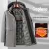 Tessuto di grafeneGiacca bianca da uomo calda con cappuccio spessa slim fit piumino cappotto maschile casual di alta qualità soprabito termico o715 #