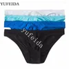 Sous-vêtements Yufeida 4pcs / lot sexy hommes slips sous-vêtements coton shorts taille basse mâle gay sissy culotte lingerie slip bikini pochette