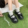 Dress Shoes Black Bowtie Platform Mary Janes Women 2024 Spring Heart Buckle Low Heels Pumps Woman Patent Leather White Lolita