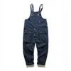 Mäns jeans japanska retroverktyg overall manliga fett lossa stora storlek hängslen tidvatten märke ins net röd rak jumpsuit droppe dhcq2