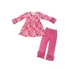 Clothing Sets Boutique Easter Eggs Outfits Baby Girls Valentine Incing Ruffle Sleeve Heart Printing Pants
