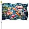 Accessories Watercolor Koi Fish Flag Beautiful Artwork Party Yard Garden House Flag for Outdoor Indoor Decoration Flags with Brass Grommets