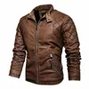 men Spring Outdoor Casual Motor Biker PU Leather Jacket Men Fi Leather Jacket Men Autumn Motorcycle Slim Fleece Jacket Coat 77Yy#