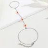 Link Bracelets Summer Red Boho Bead Wrist Bracelet For Women Finger Ring Chains Lady Aesthetic Connecting Hand Harness Jewelry Set