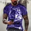 Homens camisetas 3D impressão lobo t-shirt homens verão oversized manga curta tops suéteres 2023 moda streetwear homens roupas frescas barato tees 240327