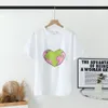 Женские футболки дизайнерские буквы любовные буквы напечатаны вокруг шеи свободная короткая рукава с чистым хлопковым топом