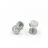 Stud Earrings 1Pair Black/Silver Color Men Barbell Punk Ear Studs Trendy Round Stainless Steel Crystal Rhinestone For