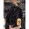 Женские куртки, зимняя черная меховая короткая куртка, модная однотонная искусственная утолщенная теплая куртка с длинными рукавами Y2k, верхняя одежда в стиле Харадзюку, топ Q818