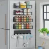 Racks magnetiska kryddställ med toalettpappershållare burk arrangör Kylskåp magnetisk hylla utan att borra spara utrymme för kylskåp